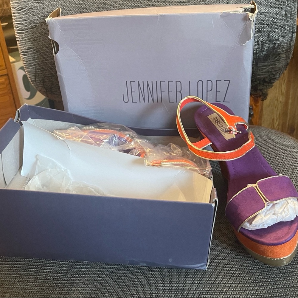 Jennifer Lopez Vibrant Purple and Orange Heels
